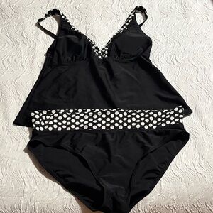 Elegant Black and White Polka Dot Bikini Set